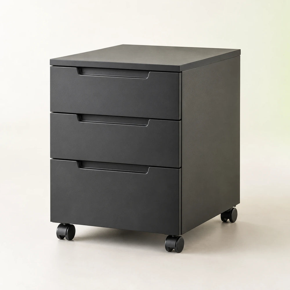 Charcoal mobile filing cabinet with three drawers